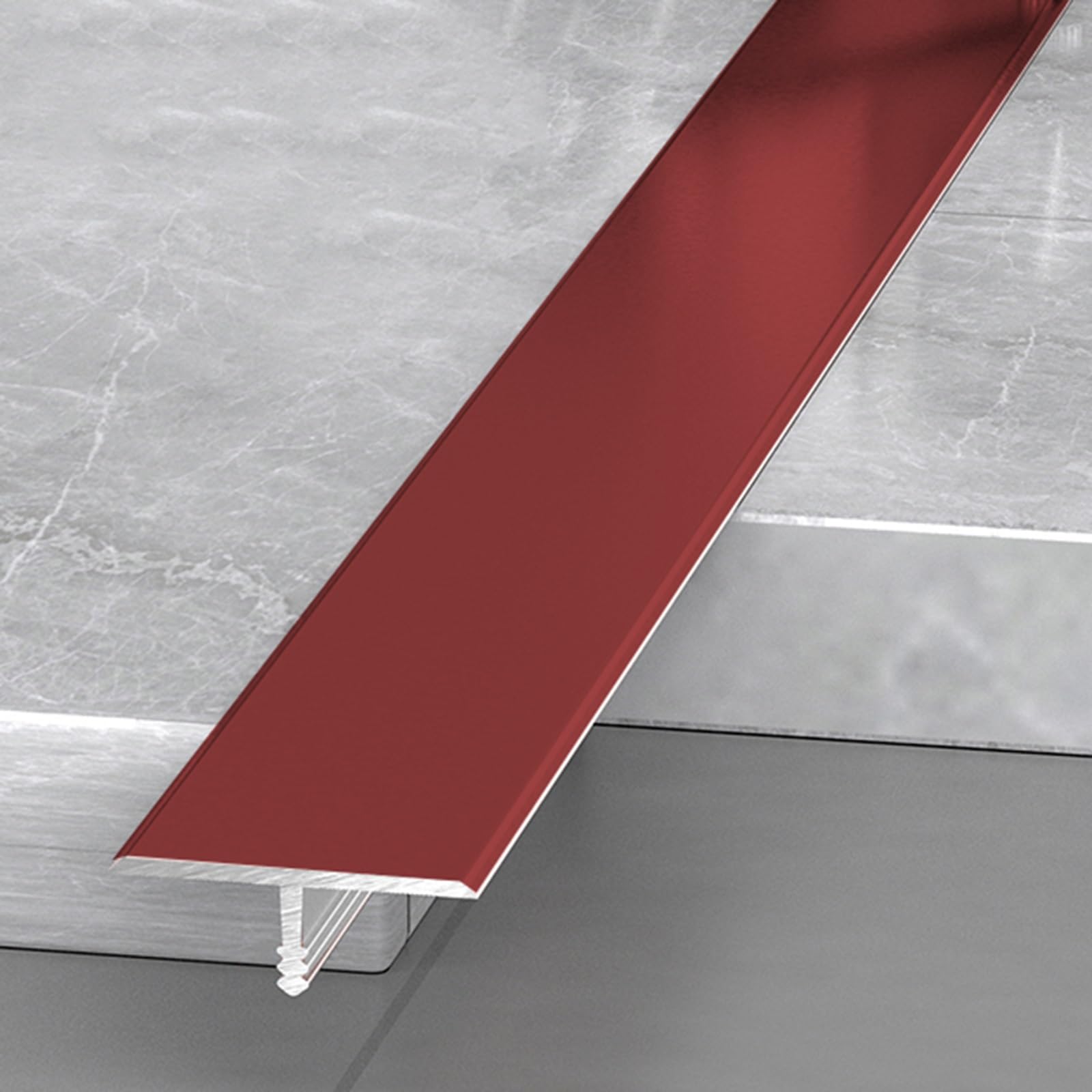 3pcs Aluminum T Molding Trim Floor Transition Strips Waterproof Door Threshold Seal Strip For Joining Gaps Laminate Planks Tiles(Red,3.3 * 270cm(3 * 90cm))