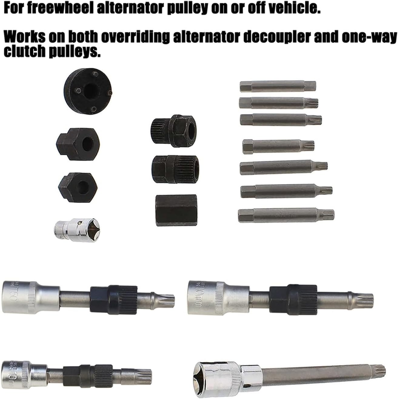 18pcs Alternator Repair Tool of Alternator Freewheel Pulley Puller Removal Socket Tool Kit