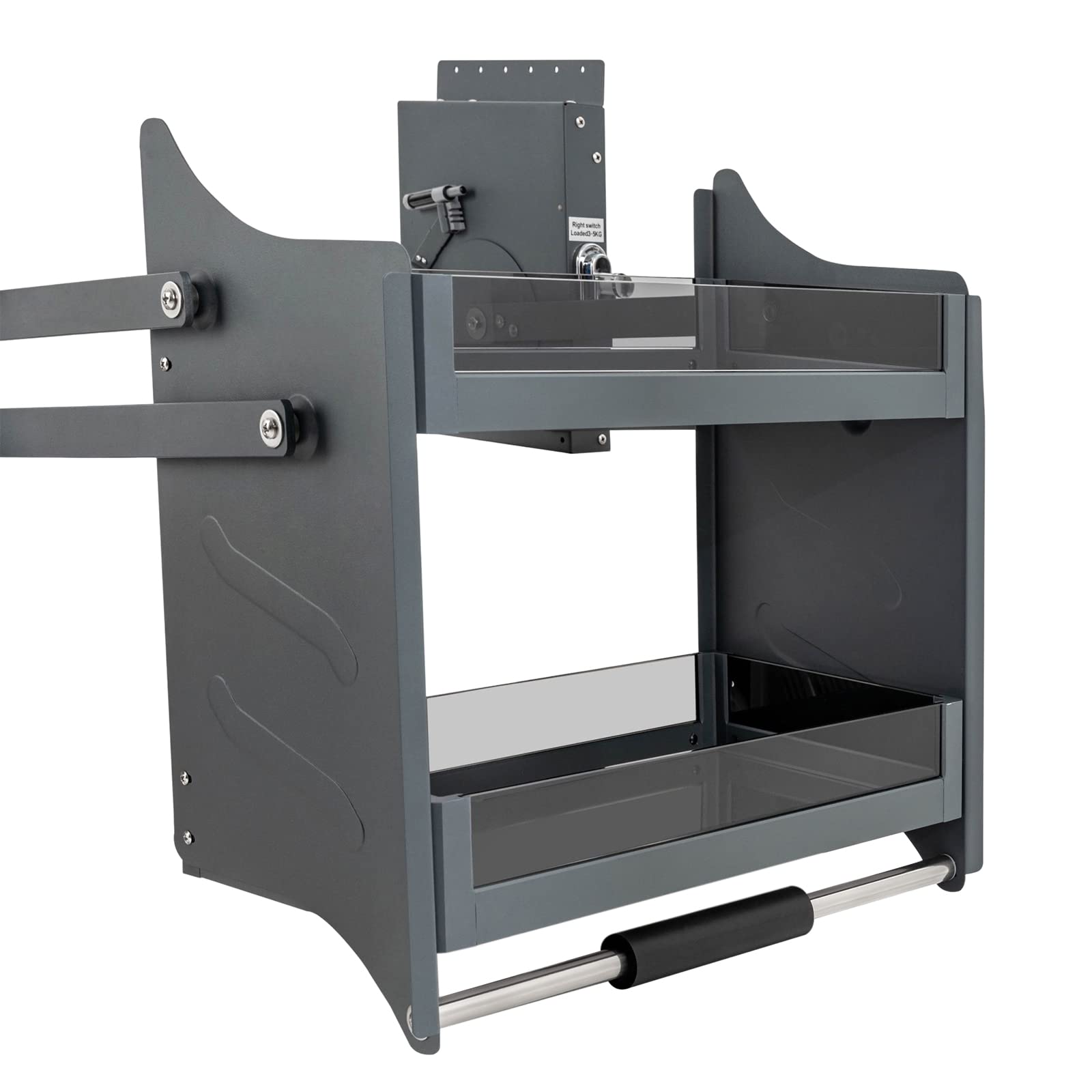 GrfceVue Pull Down Cabinet Organizer, 24 Inch Pull Down Shelf, 2-Tier Heavy-Duty Pull Down Spice Rack, Pull Down Shelf Upper Kitchen Wall Cabinet Storage Organizer for Kitchen Appliance