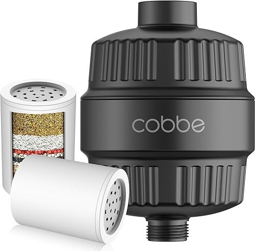 Cobbe Filtro de ducha para cabezal de ducha de agua dura, con cartuchos de filtro reemplazables, filtro de agua de ducha de alto rendimiento para