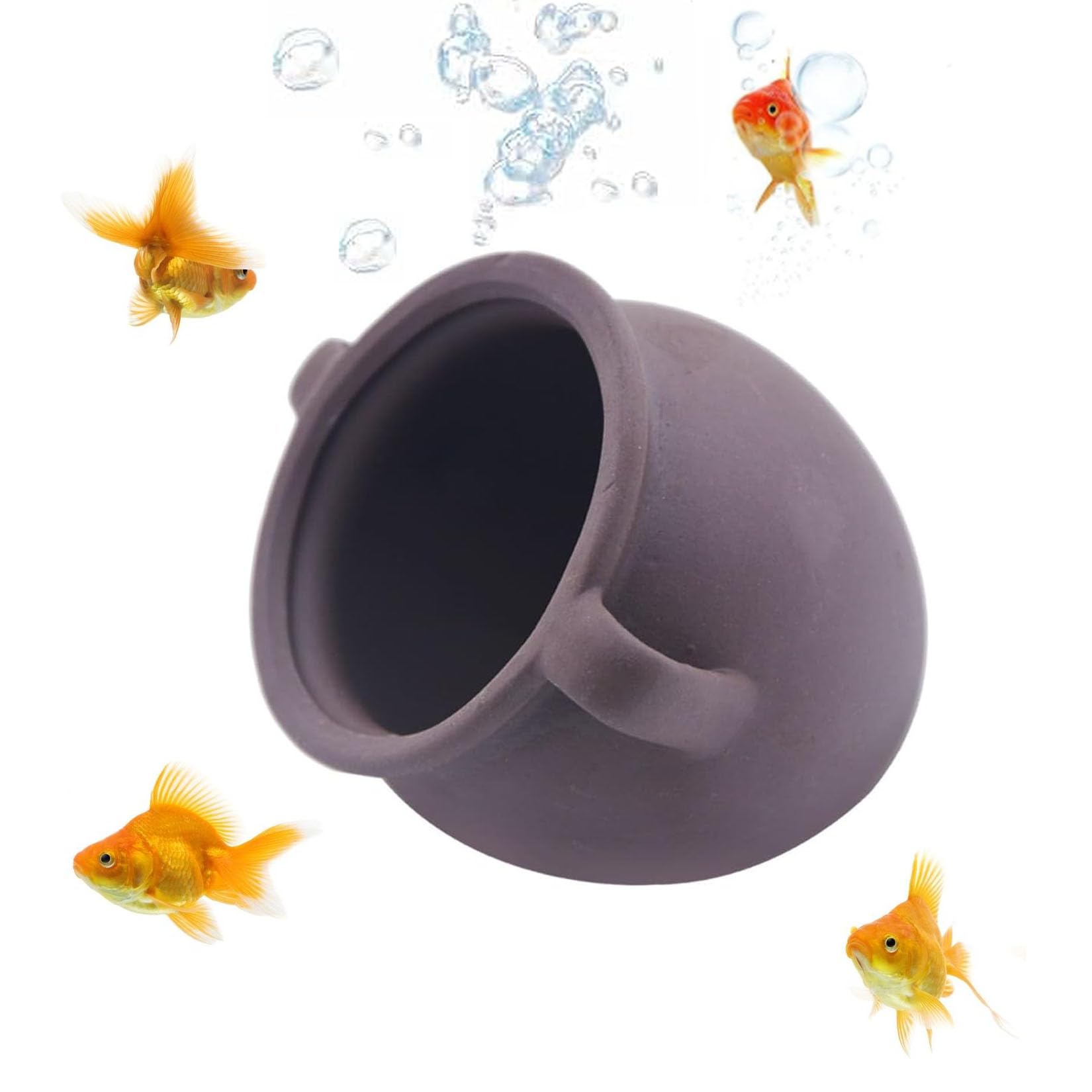 PENCK Ceramic Jar Ornament Betta Cave Aquarium Decorations Hideaway Breeding Habitat Vase Décor Fish Tank Ornaments for Amano Shrimp Cichlid Bonsai to Play, Hide and Rest (Small)