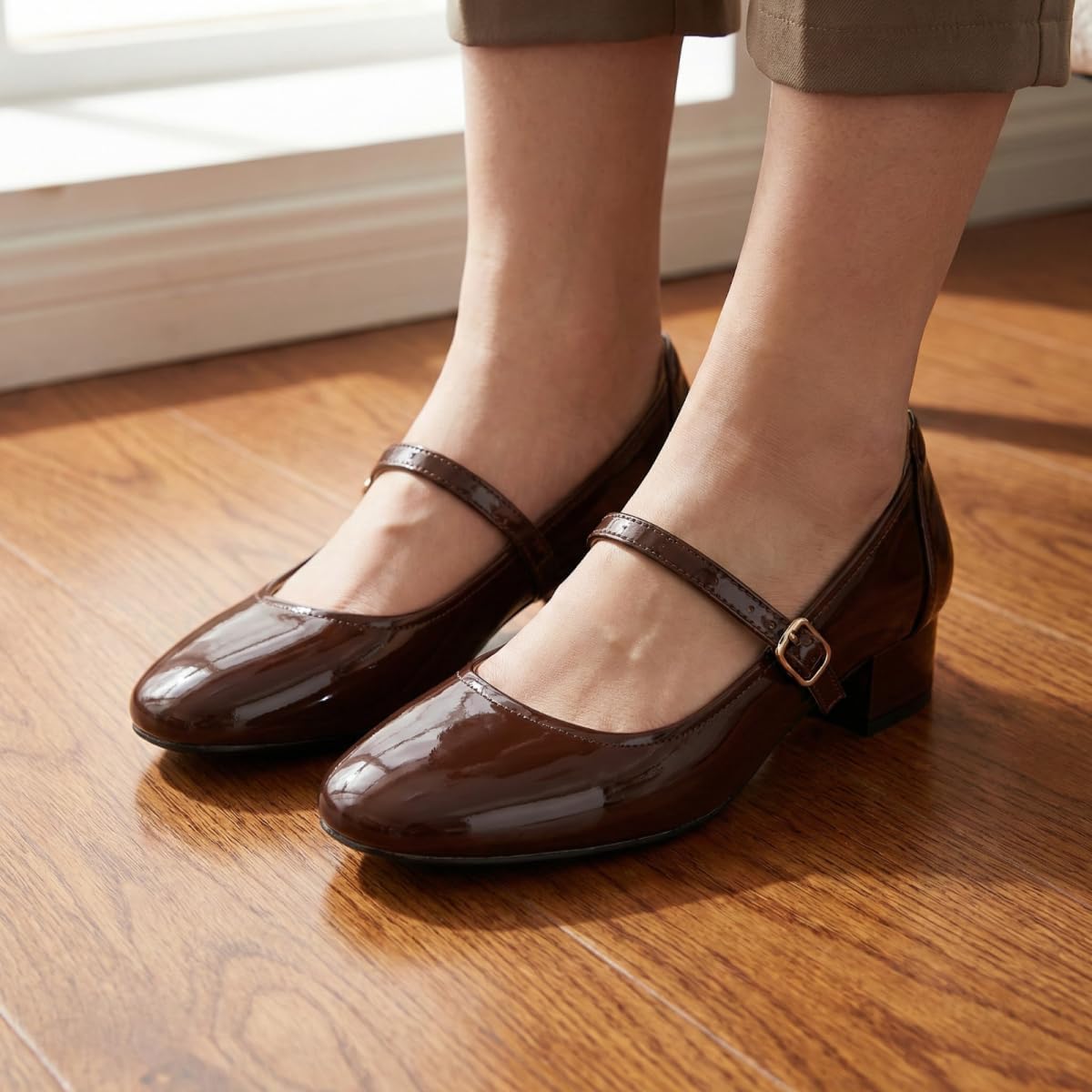 Mary Jane Shoes Women Low Heels Dress Shoes Pumps Low Heel 2 Inch Chunky Heel Mary Janes Pumps with Adjustable Ankle Strap for Women Dressy Casual - Image 2