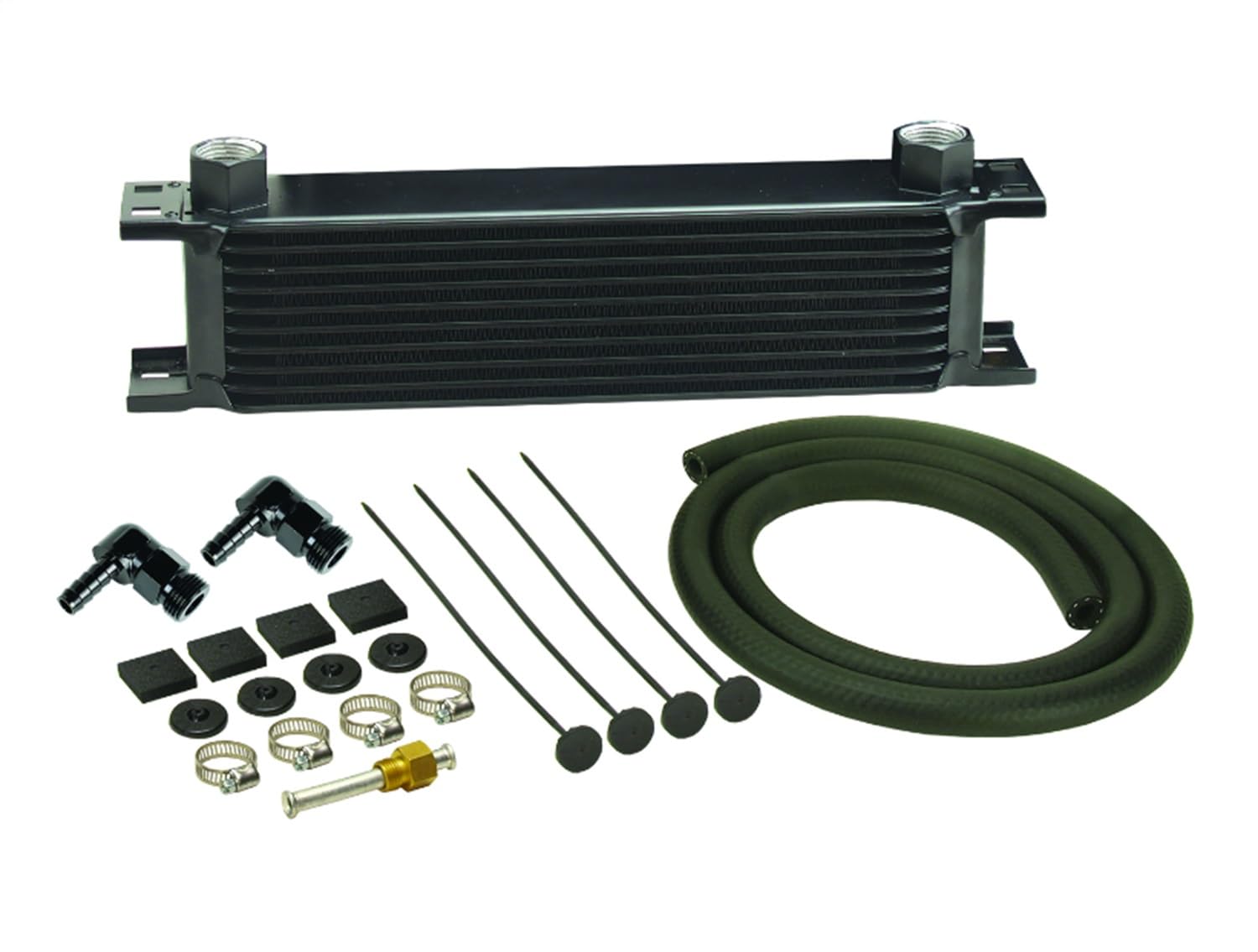 Derale 13411 10-Row Stack Plate Trans Cooler Kit (90° Fittings)