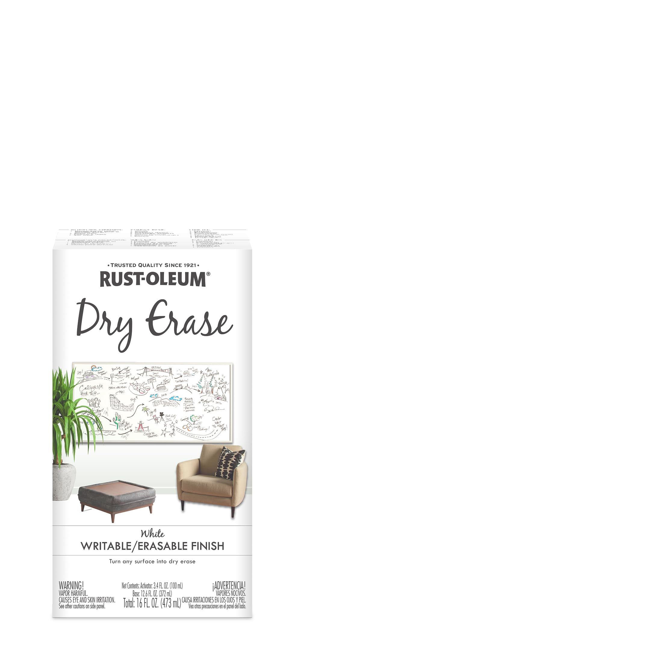 2-Pack of 16 oz Rust-Oleum 241140 White Specialty Dry Erase Paint