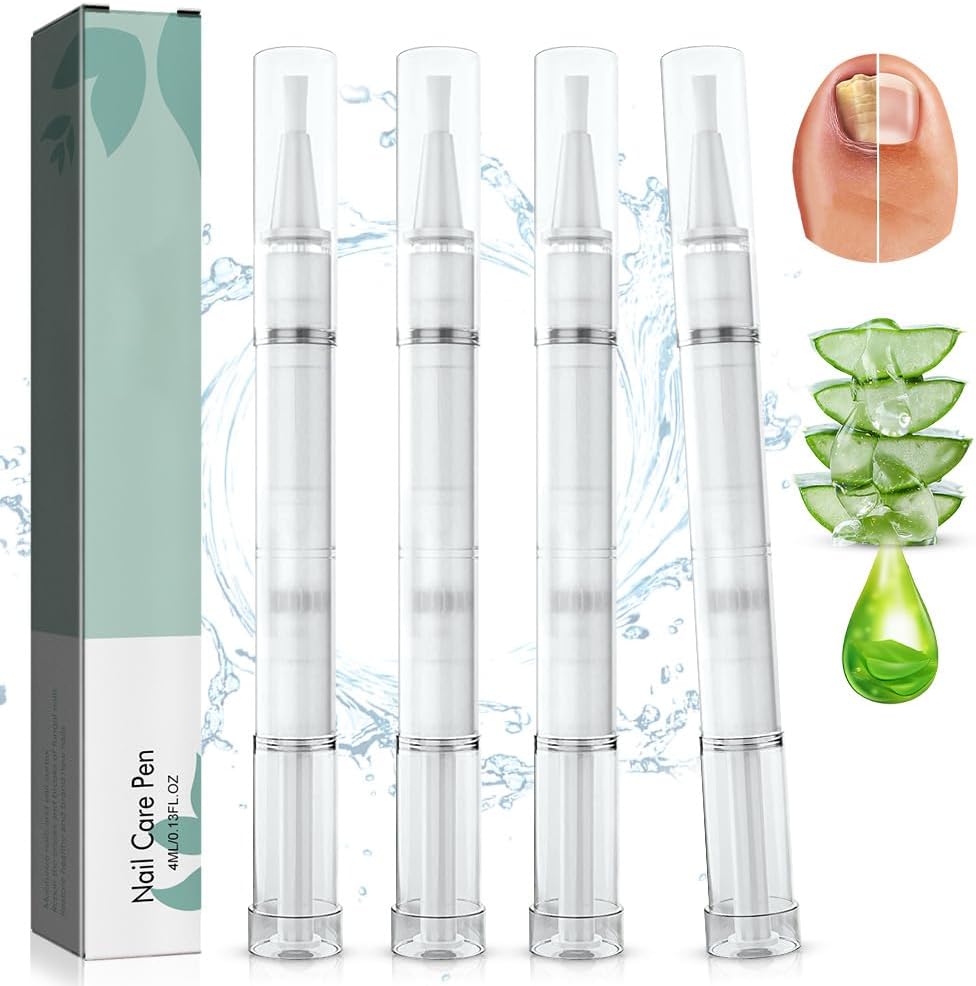 Nail Care Pen, 4 stuks Nail Care pen, nagelverzorgingsstift met theeboomolie, aloë vera en vitamine E, voor verzorgde vingernagels en teennagels