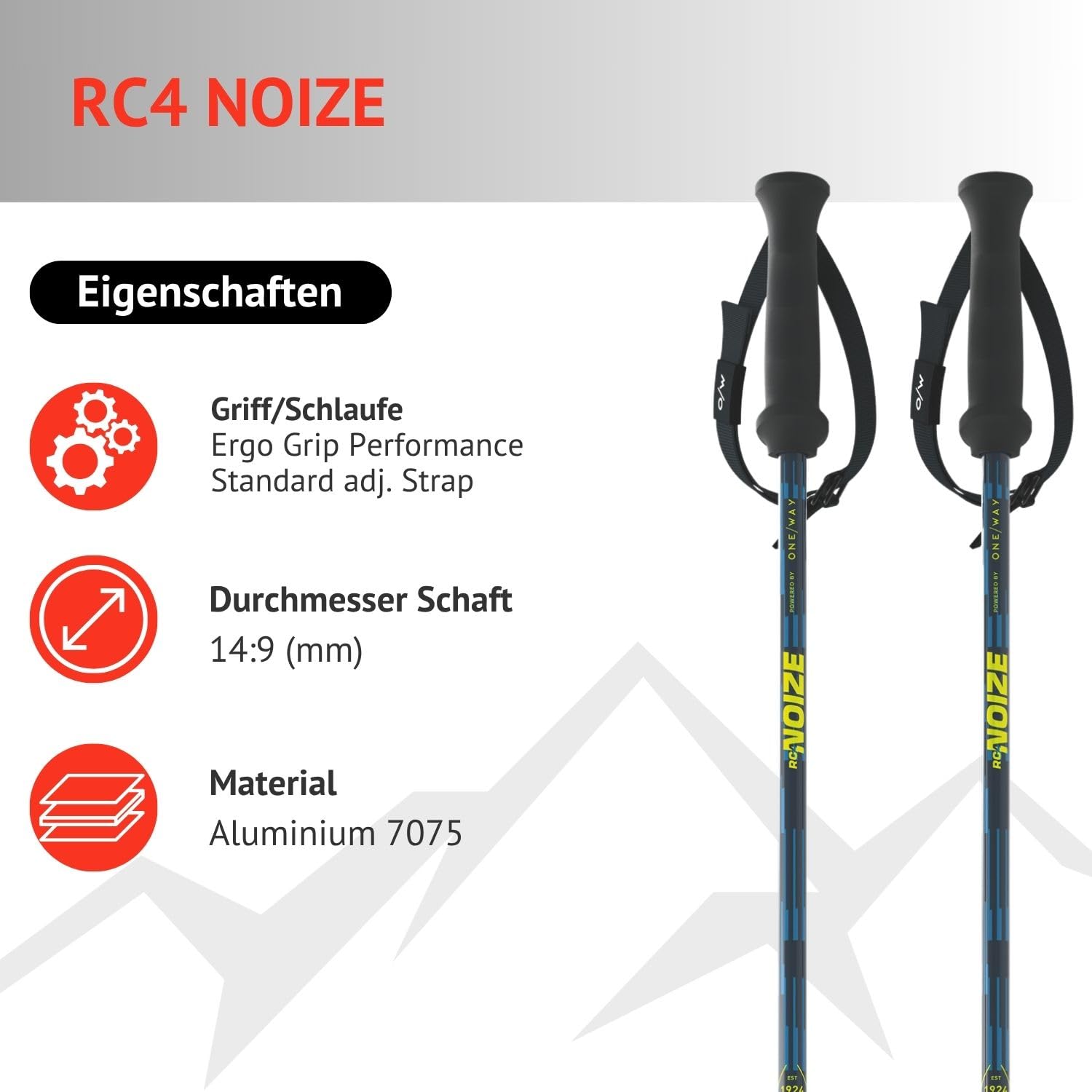Skistöcke Fischer RC4 Noize - Alpin Ski Stöcke - hochwertiger Aluminium Skistock - Allmountain Pistenstock - Unisex - ergonomischer Griff - verstellbare Handschlaufe
