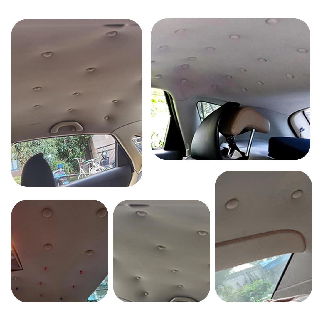 Kit Riparazione Cielo Auto, 65 Rivetti per Riparazione Tetto Auto + 65 Puntine Colorate+1 Cacciaviti+ 1 Metro a Nastro 1,5 m, Ripara Cielo Auto Set Riparazione Cielo Auto(grigio)