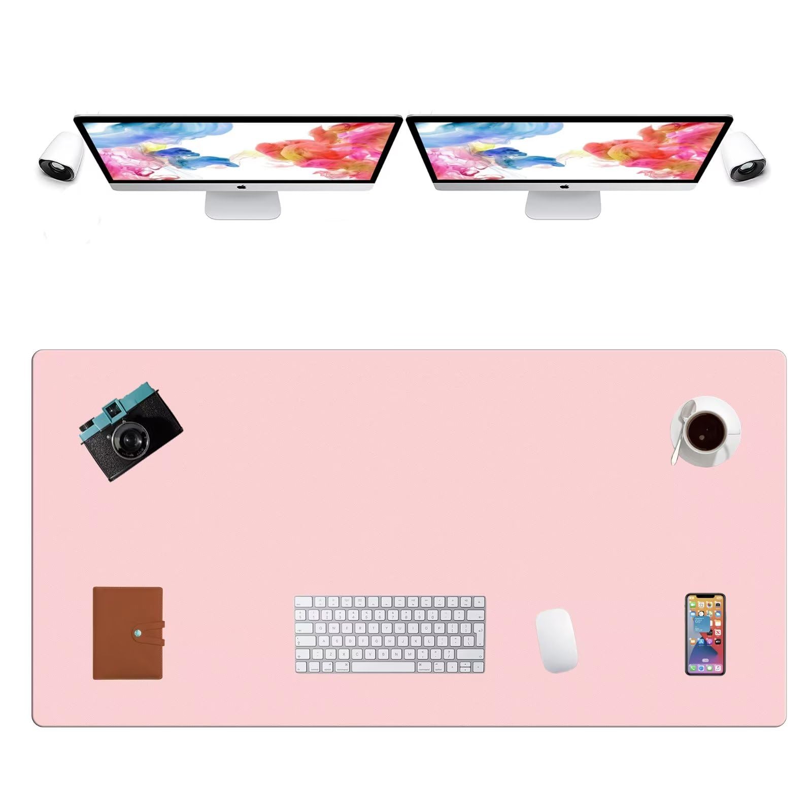 LL-COEUR Extra Large PU Leather Desk Mat Large Mouse Pad XXL Waterproof Table Mat Office Laptop Writing Pad (51.2 x 25.6 inch, Pink) — image 1