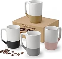 Gencywe 16oz Ceramic Coffee Mug Set of 4, Morandi Color Porcelain Mugs with Comfortable Handles, Microwave Dishwasher Safe, Ideal Housewarming Gift for Coffee Tea Lovers