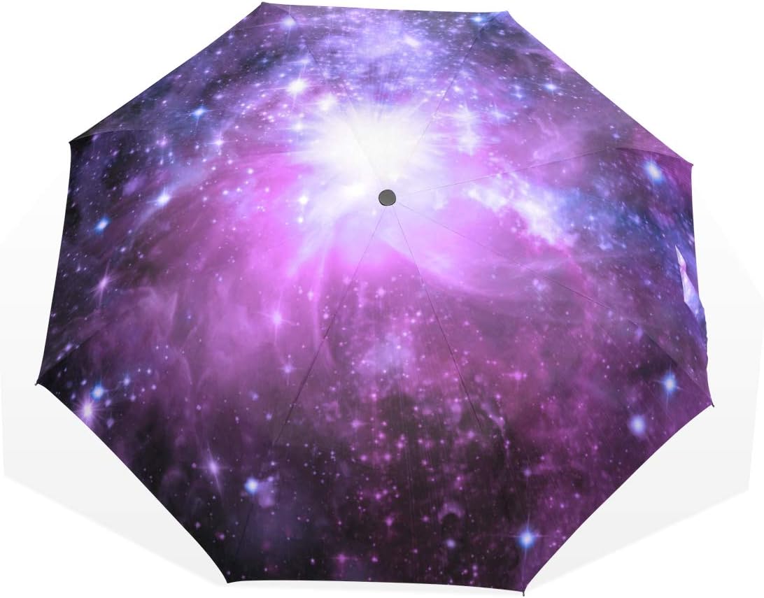 Sukau 折り畳み傘 宇宙柄 星柄 レディース 晴雨兼用 軽量 折りたたみ 日傘 手動 傘 大きい 梅雨対策 丈夫 頑丈な8本骨 収納ケース付 携帯用傘