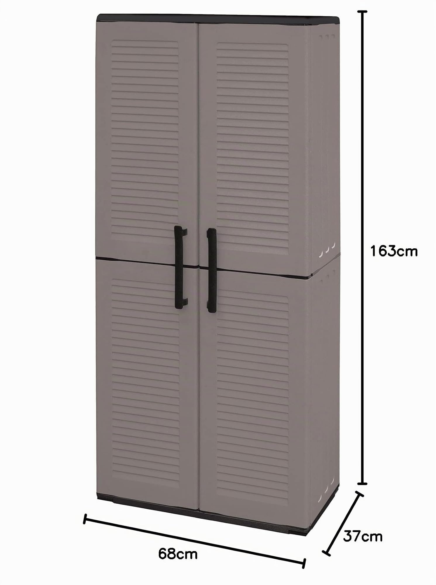 Art Plast Armoire polyvalente extérieure ou intérieure, mobile 2 portes et 3 niveaux de polypropylène ajustables, 100% Made in Italy, 68x37h163 cm, couleur grise