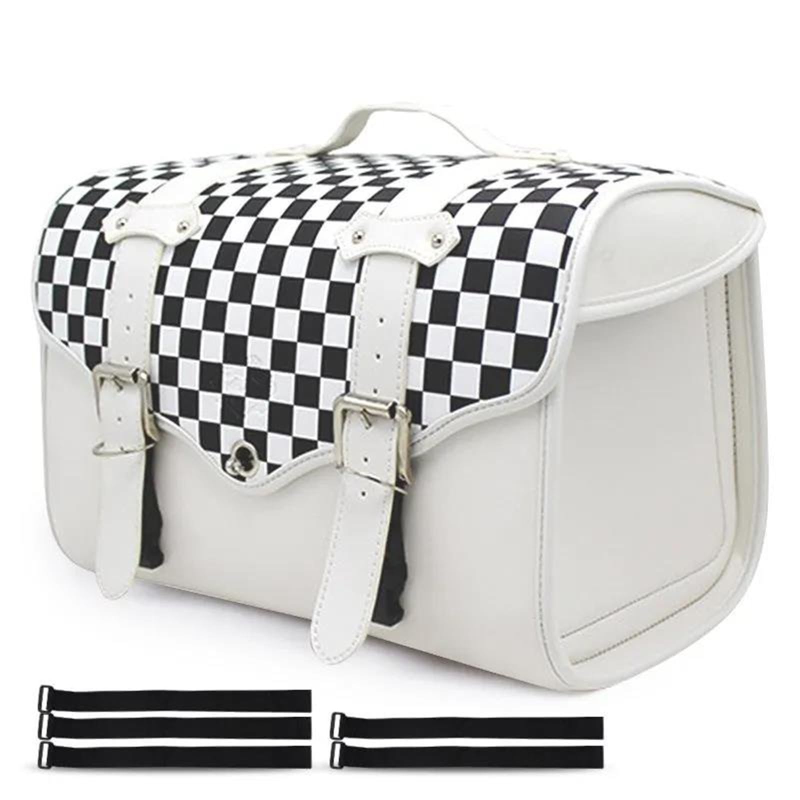 Reisebeutel Gepäcktasche Für Rebel Für Cruiser Scooter Reisetasche Sissy Bar Motorrad-Hecktasche Seitensatteltasche(Black White)