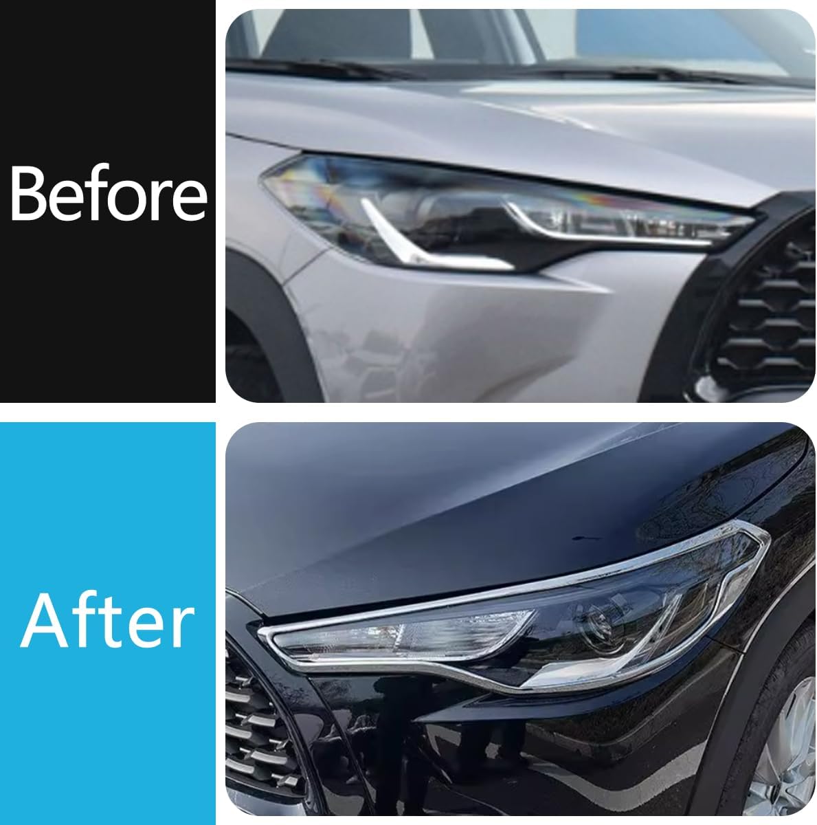 Car Accessories Fit For Toyota Corolla Cross 2026 2025 2024 2023 2022 Corolla Cross Hybrid 2026 2025 Headlight Lamps Cover Trim Bezel (Chrome) 2PCS ABS