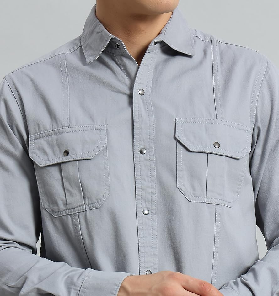 Image of Peppyzone Men's Regular Fit Cargo Shirt