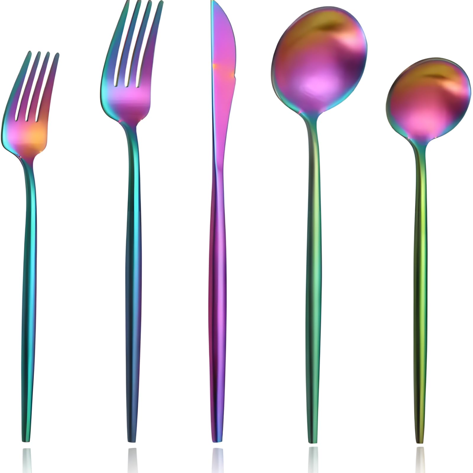 Devine Details 30 Pieces Rainbow Details Premium Stainless Steel 410 Cutlery Set for Dinning Table -Modern Flatware Set Includes - 6 Salad Fork, 6 Fork, 6 Knife, 6 Salad Spoon, 6 Tea Spoon (B0CD4927PH) Amazon Price History, Amazon Price Tracker