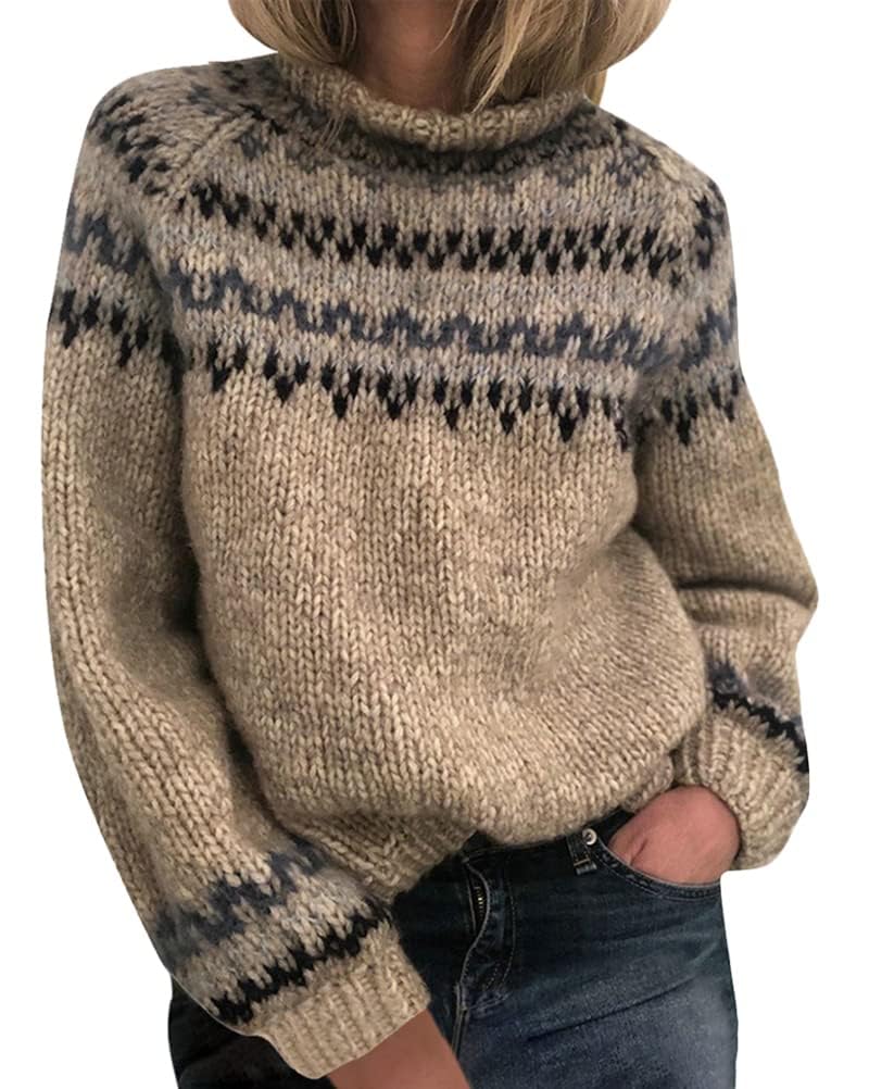 Jersey Punto Mujer Invierno Jersey Camiseta Manga Larga Sueter Basico Suelto Tops Otoño e Invierno