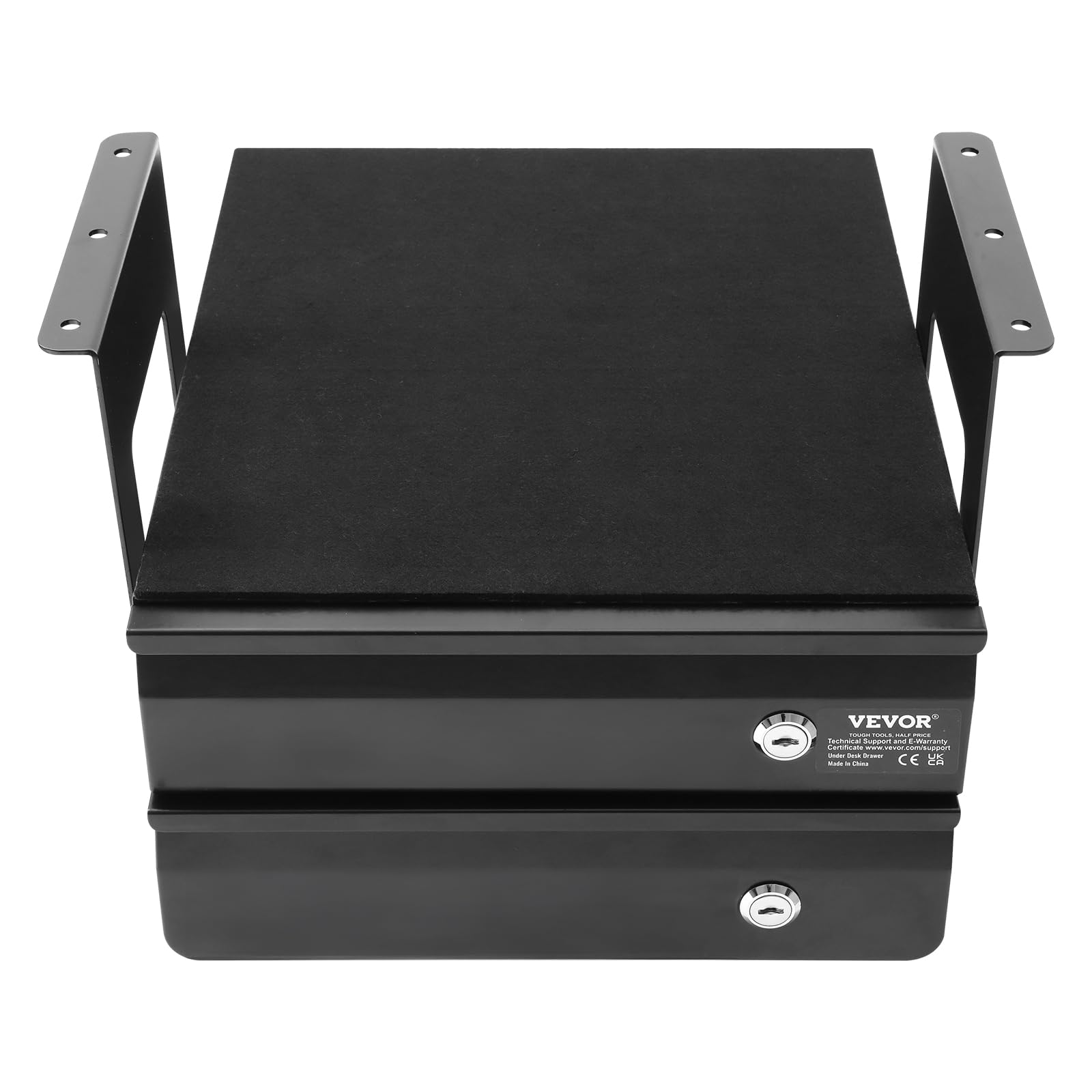VEVOR Cajones Deslizables Debajo del Escritorio con Cerradura 2 Capas Cajón Extraíble Montado Debajo de Mesa Organizador de Almacenamiento Oculto de Escritorio con Cerradura, 365 x 335 x 250 mm