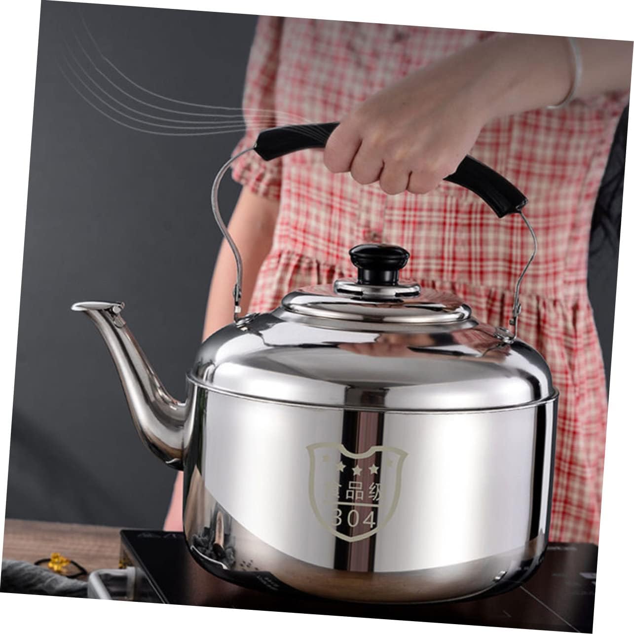 Luxshiny Whistling Tea Kettle Stainless Steel Stovetop Water Boiler 6L Large Capacity Teapot with Anti-Scalding Handle for Home Office Kitchen