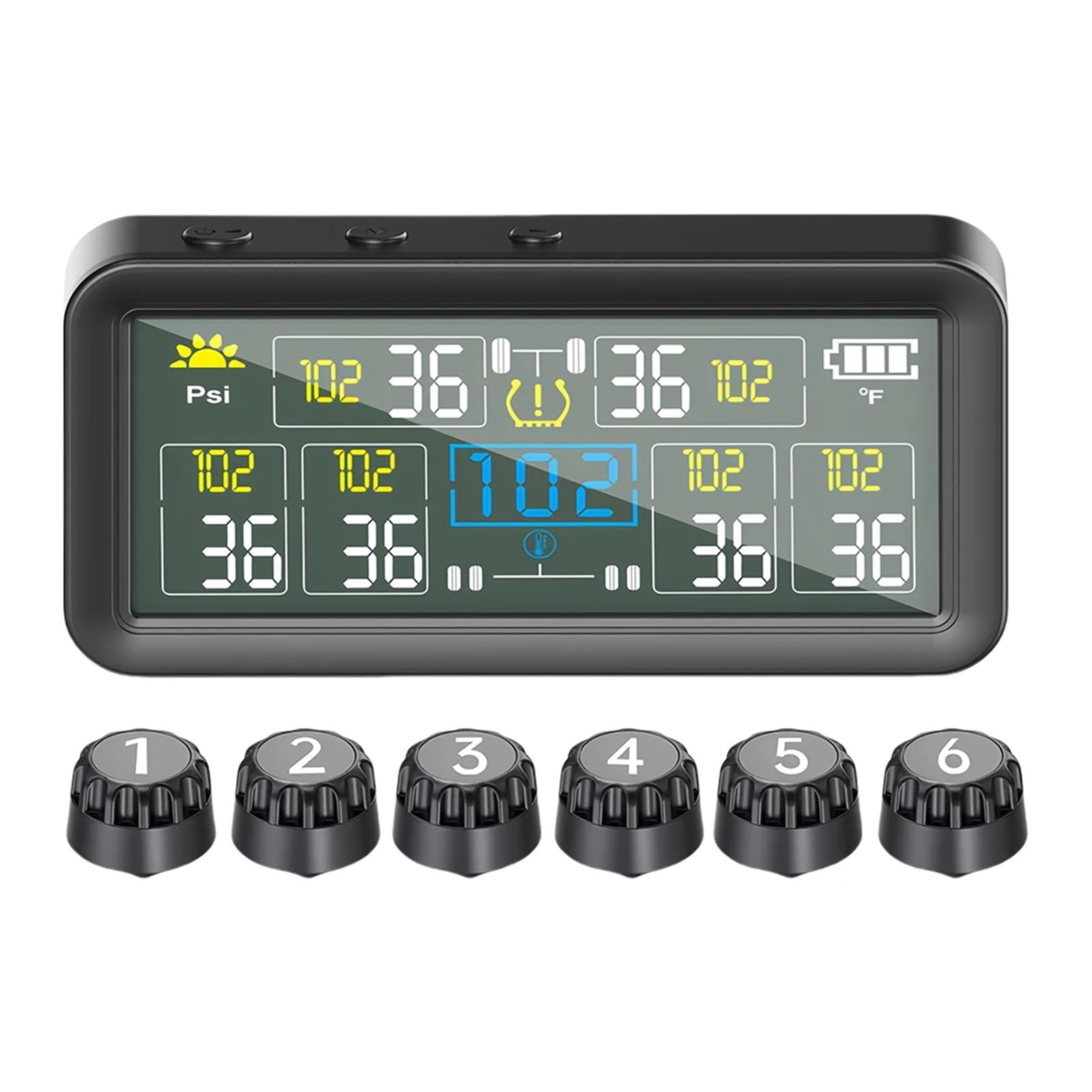 Reifendrucküberwachungssystem mit 4/6 externen Sensoren, Reifentemperaturüberwachung, LCD-Display(Six Wheels)