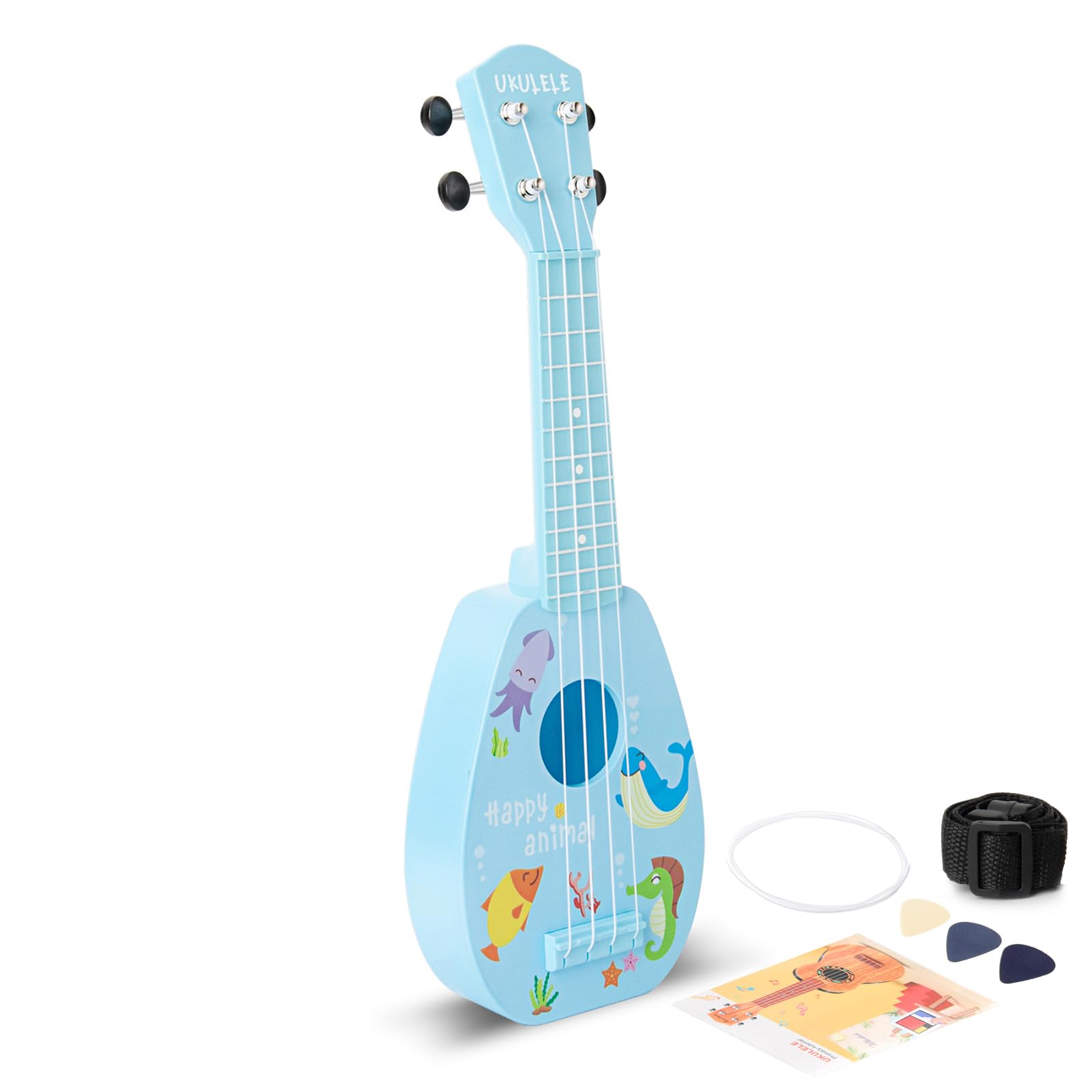 17" Kids Toy Guitar for Girls Boys, Mini Toddler Ukulele Guitar with 4 Strings Keep Tones Can Play for 3, 4, 5, 6, 7 Year Old Kids Musical Instruments Educational Toys for Beginner (Blue)