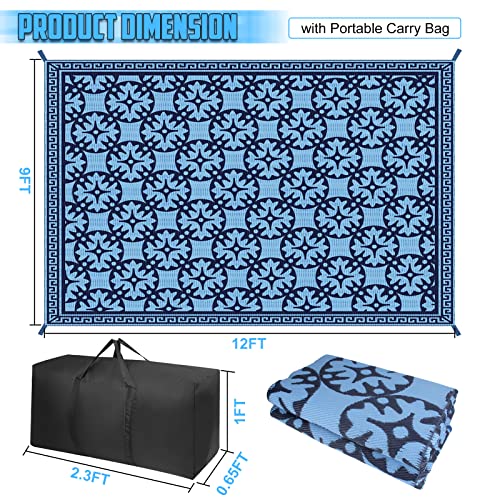 Afurkuot RV Camping Mat Outdoor Rug 9x12, Outdoor Patio Rug, Plastic Straw Reversible Mat 9x12 RV Mat, Large Floor Mat Outdoor Rug for Patio RV Camping Backyard Deck Picnic Beach (9' x 12') - Image 3