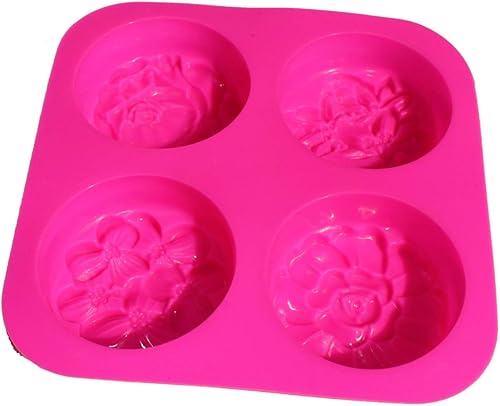 Miniatura 5 de X-Haibei Molde de silicona de jabón de baño de círculo redondo de flores mixtas que hacen suministros de proceso en