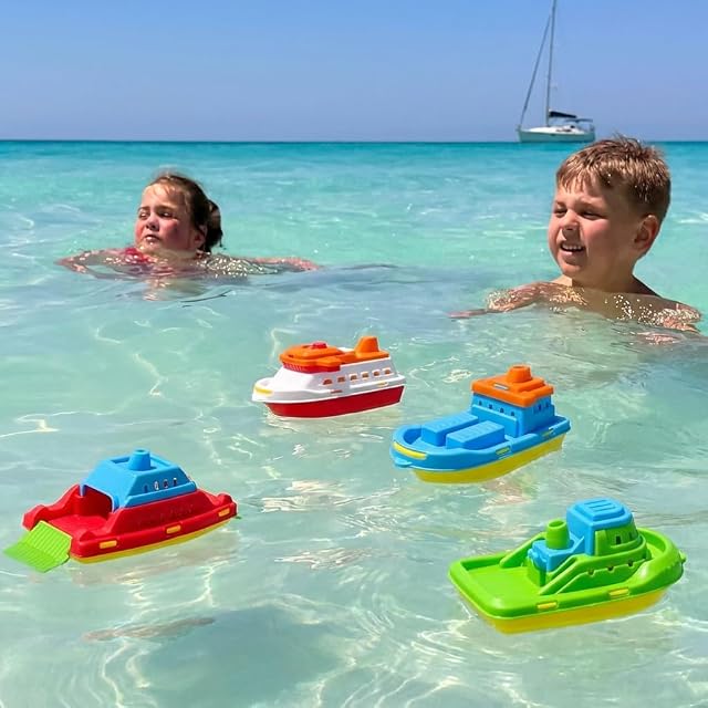 Foto 2 de 8 de Toyland® Paquete de 4 Barcos de Juguete de Colores: Barcos de Carga, Cruceros, Pesca y Contenedores: Juguetes…