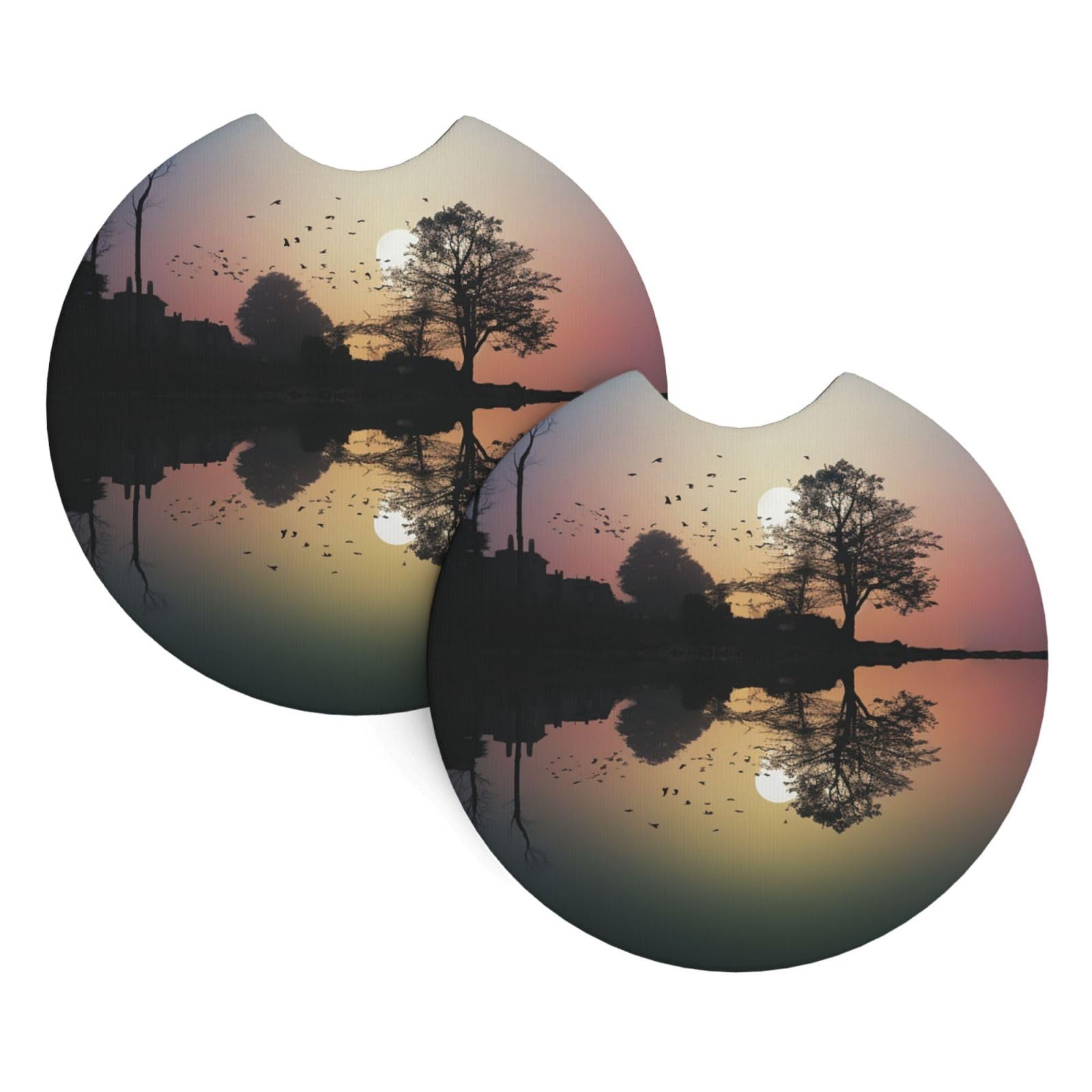 2PCS Car Coaster for Cup Holders Universal Auto Cup Mat Reflection Guitar Cup Coaster Pad 2.7" Waterproof Neoprene Non-Slip Cup Holder Coasters Car Interior Accessories for Women Men