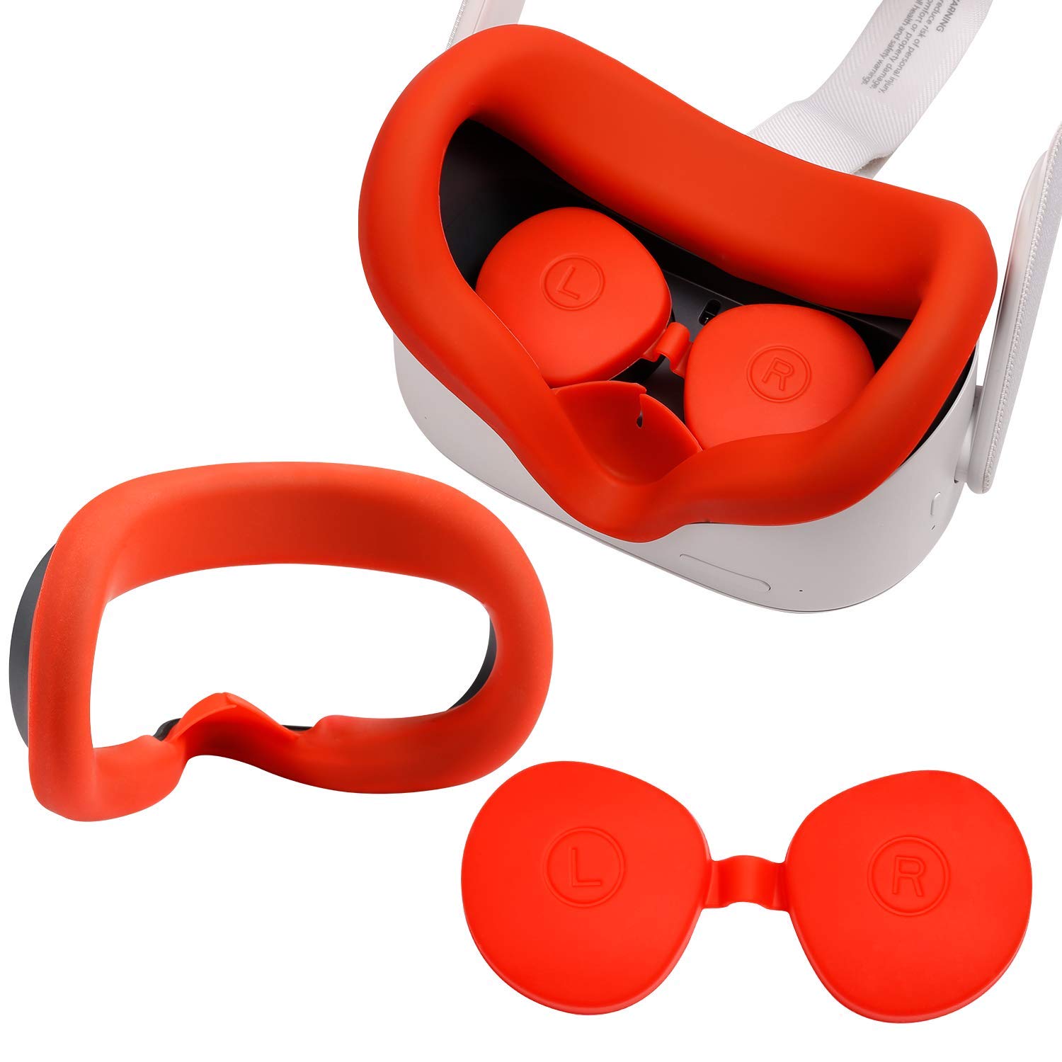 Devansi VR Silicone Face Cover with Lens Cover for Oculus Quest 2 Face Protect Skin Sweatproof Lightproof Anti-leakage …