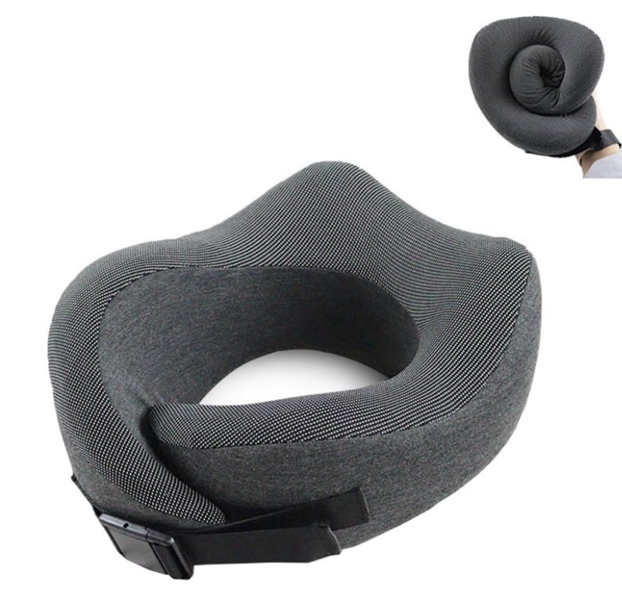 Cervical Oreiller en Mousse à Mémoire de Forme,Oreiller de Voyage/Camping/Plage Compressible,Soutien du Cou et de la Tête,pour Avion,Voitures,Trains,Bureau,Facile à Démonter et à Laver(2PCS)