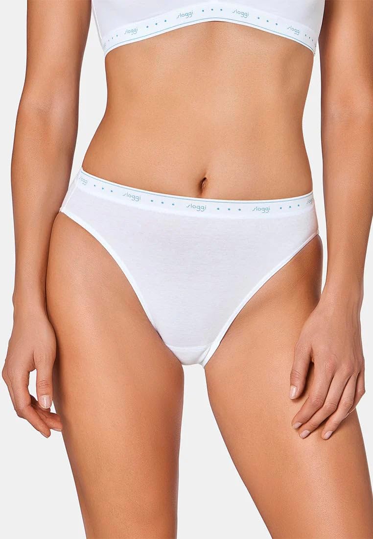 Sloggi 100 Tai, Offerta 4-6-8 Pezzi, Slip Donna 24/7 100 Tai, Slip Donna Midi in Cotone (6 Pezzi Bianco, 4)