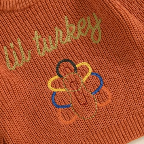 Thanksgiving Baby Girl Boy Outfit Newborn Toddler Little Turkey Oversized Knit Sweater Chunky Pullover Sweaters3