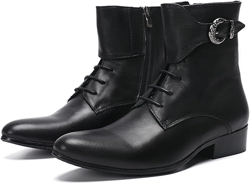 Miniatura 8 de Santimon Botas vaqueras para hombre, vestido formal, botas Chelsea de cuero genuino, botas casuales Patry de moda occidental, formal, baile de