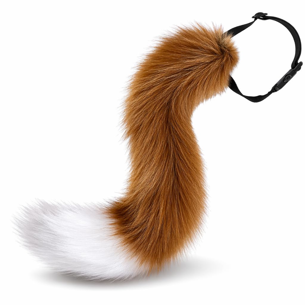 Fox Tail Furry Costume Accessory, Cosplay Halloween Party Role-Playing Events, Realistic Fox Tail for Adult Costumes, Themed Parties and Photography Sessions, Adjustable Furry Tail for Fashion Styling