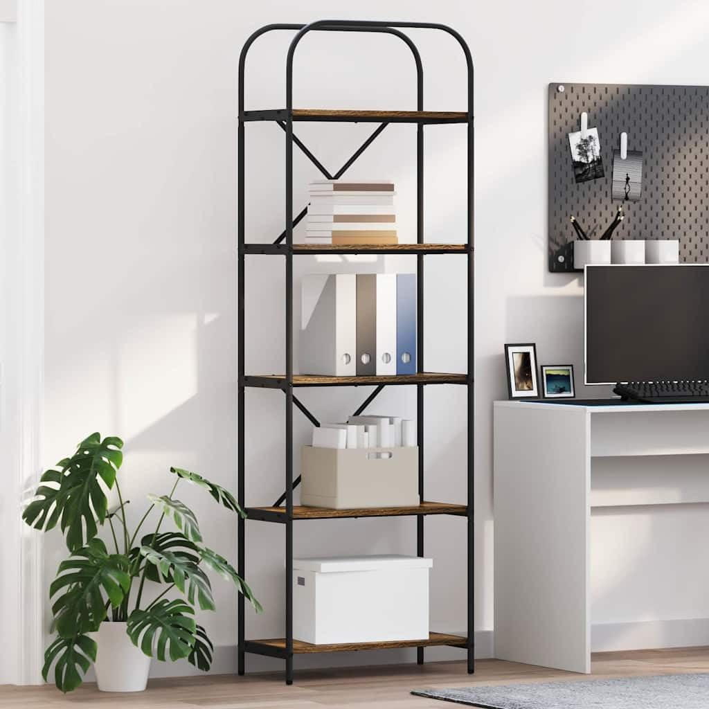 Standregal Geräucherte Eiche 60x30x183 cm Holzwerkstoff 5 Fächer