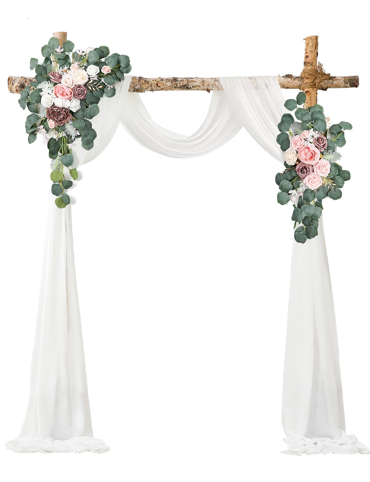 Garisey Kit de flores artificiales de arco de boda (paquete de 3), cortinas de arco de boda, guirnaldas florales de boda, arreglo floral para ceremonias y decoración de fondo de recepción (champán)