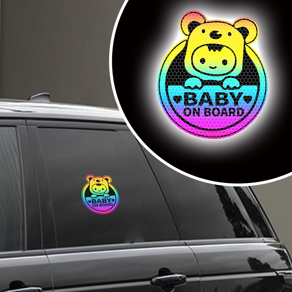 Calcomanía reflectante de alta intensidad con diseño de koalas bebé a bordo para automóvil, calcomanías de advertencia para ventana de coche, 6 x 7 pulgadas (A-personalizable)