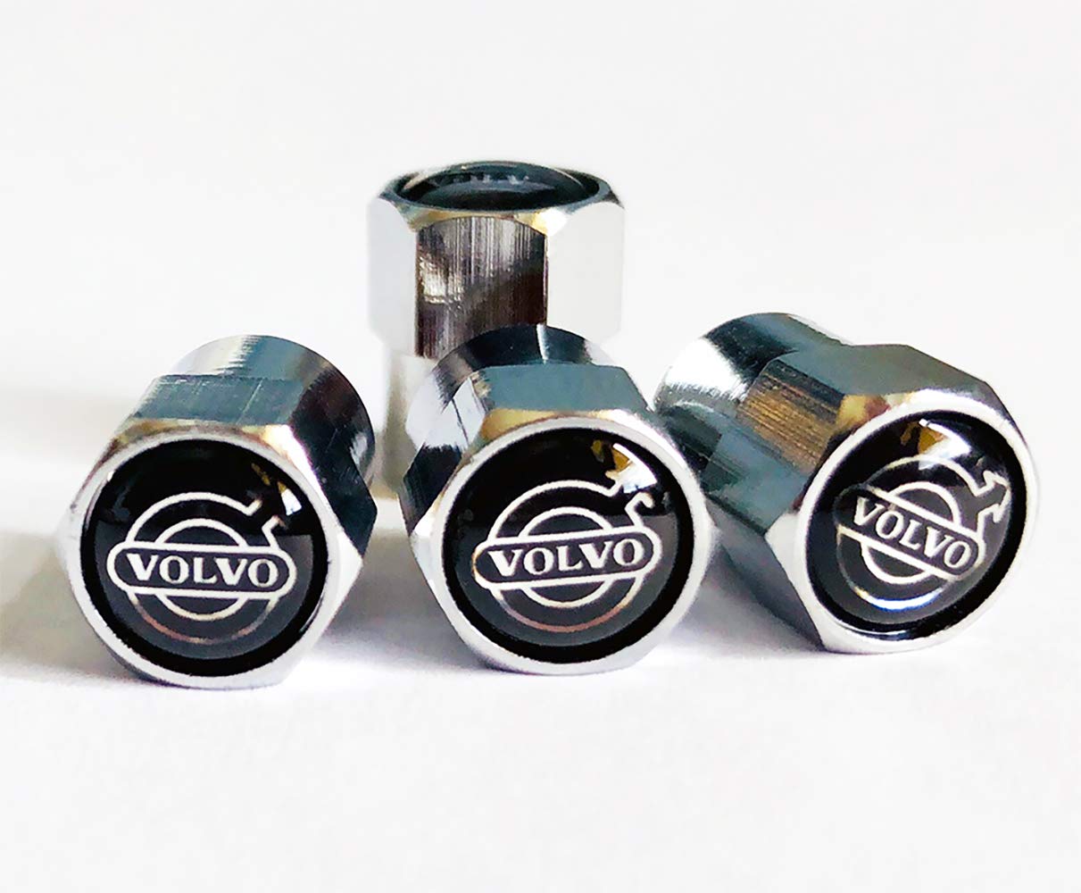 Silver Wheel Valve Dust Caps. V40 V60 V90 S60 S40 V70 XC70 XC60 XC90 Cross Country Polestar