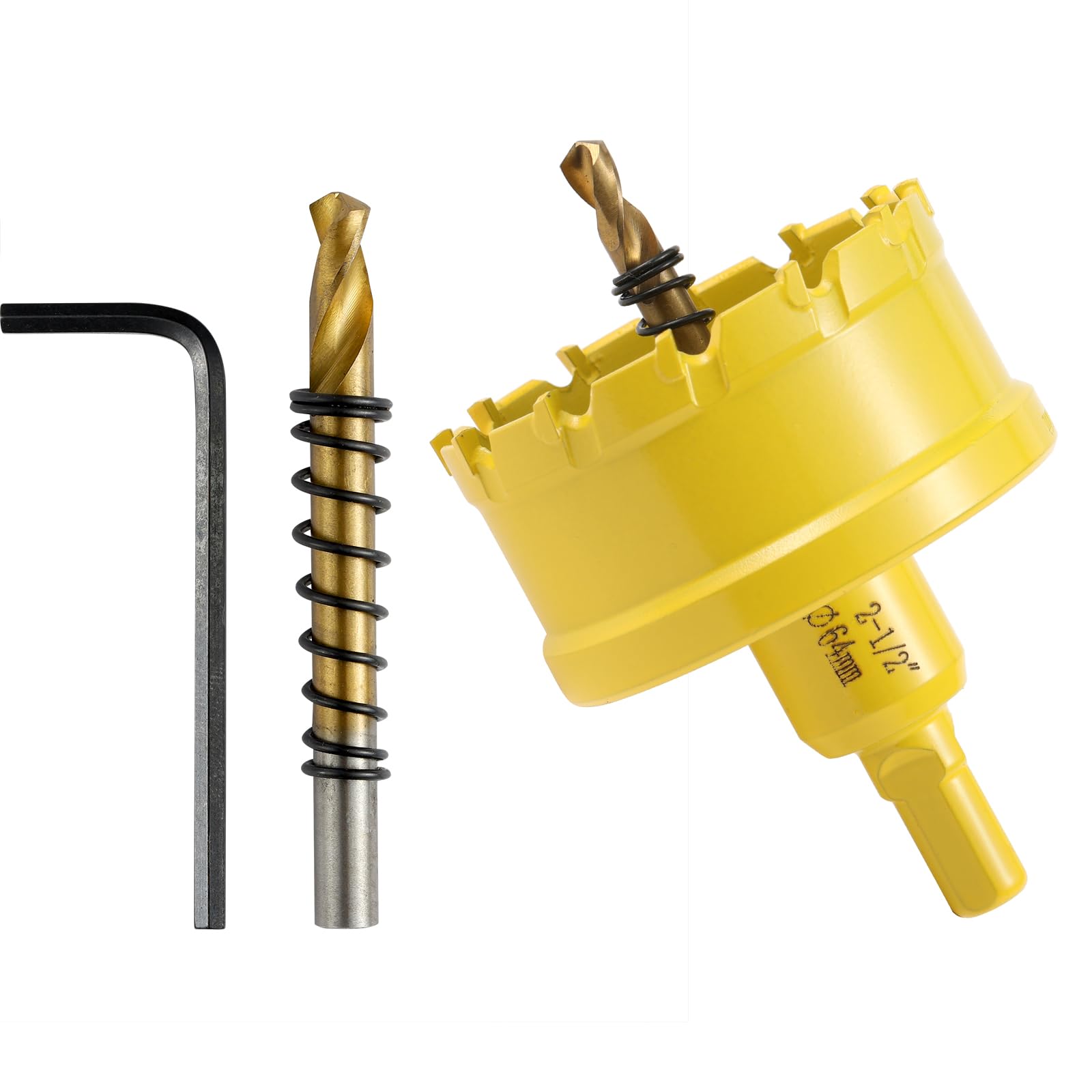 4PCS Carbide Hole Saw Kit for Metal,2-1/2''(64MM) TCT Hole Saw Set with Titanium-Plated Upgrade Pilot Drill bits for Stainless Steel,Hard Metal,Wood,