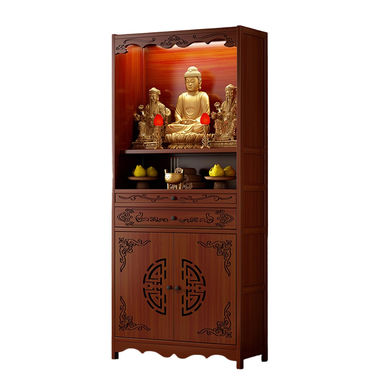 Piédestal de prière élégant meuble d'autel en bambou finition soignée pour salon raffiné