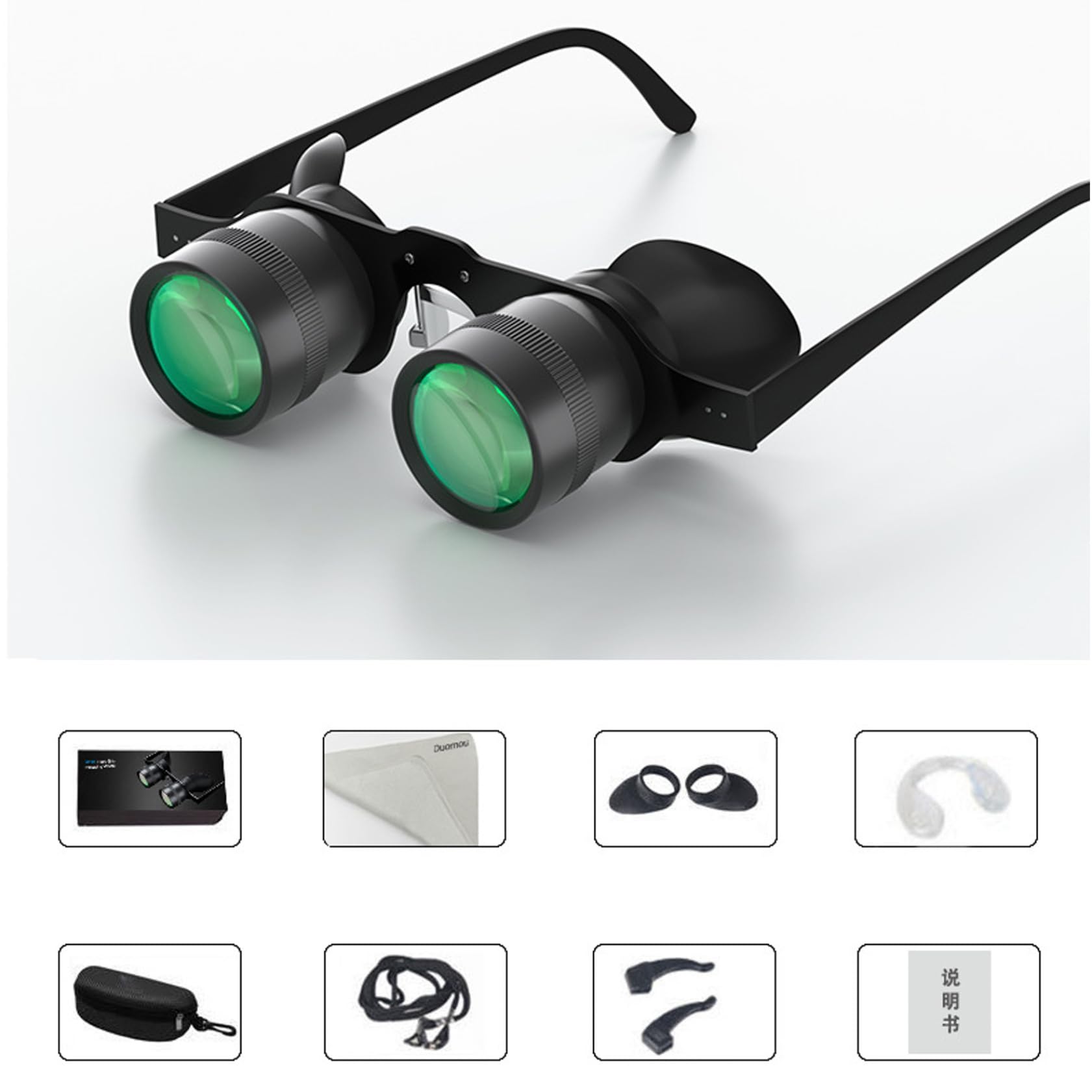 Gafas binoculares binoculares Gafas de Manos portátiles binoculares Libres telescopio 10x Vasos Zoom para Pesca al Aire Libre