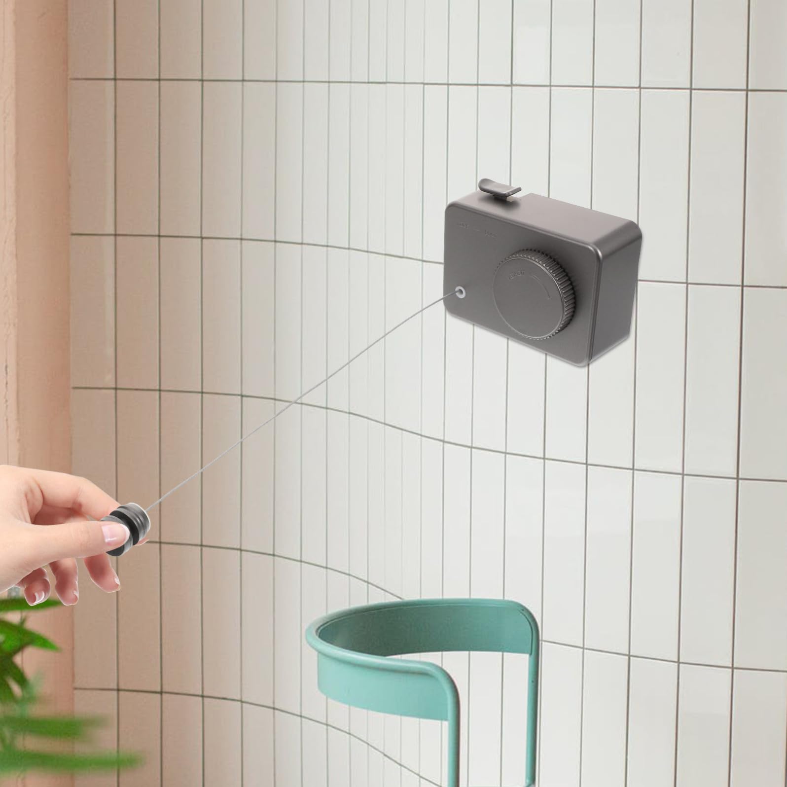 Abaodam Corda Stendibiancheria Retrattile da Muro 4.28m in Acciaio Inossidabile e Abs senza Fori per Balcone e Uso Interno Affidabile e Resistente