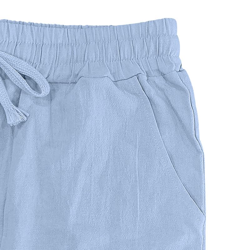 Men's Linen Pants Loose Fit Palm Tree Printed Casual Pants Lightweight Elastic Waist Beach Trousers with Pockets4