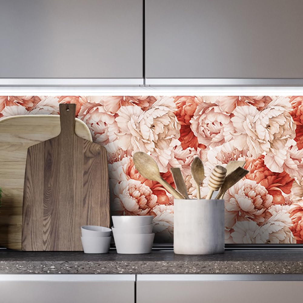 SOEWIOU Floral Peel and Stick Wallpaper,300 * 44.5cm Removable Waterproof Wallpaper Ink Flower Contact Paper for Nursery Home Decorations - Image 4