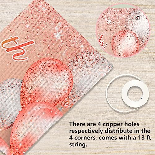 Image of Happy 19th Birthday Rose Gold Banner Cheers to 19 Years Old Backdrop Confetti Balloons Theme Decor for Girls Women 19 Years Old Pink Birthday Party Decorations Bday Supplies Background Gift Glitter