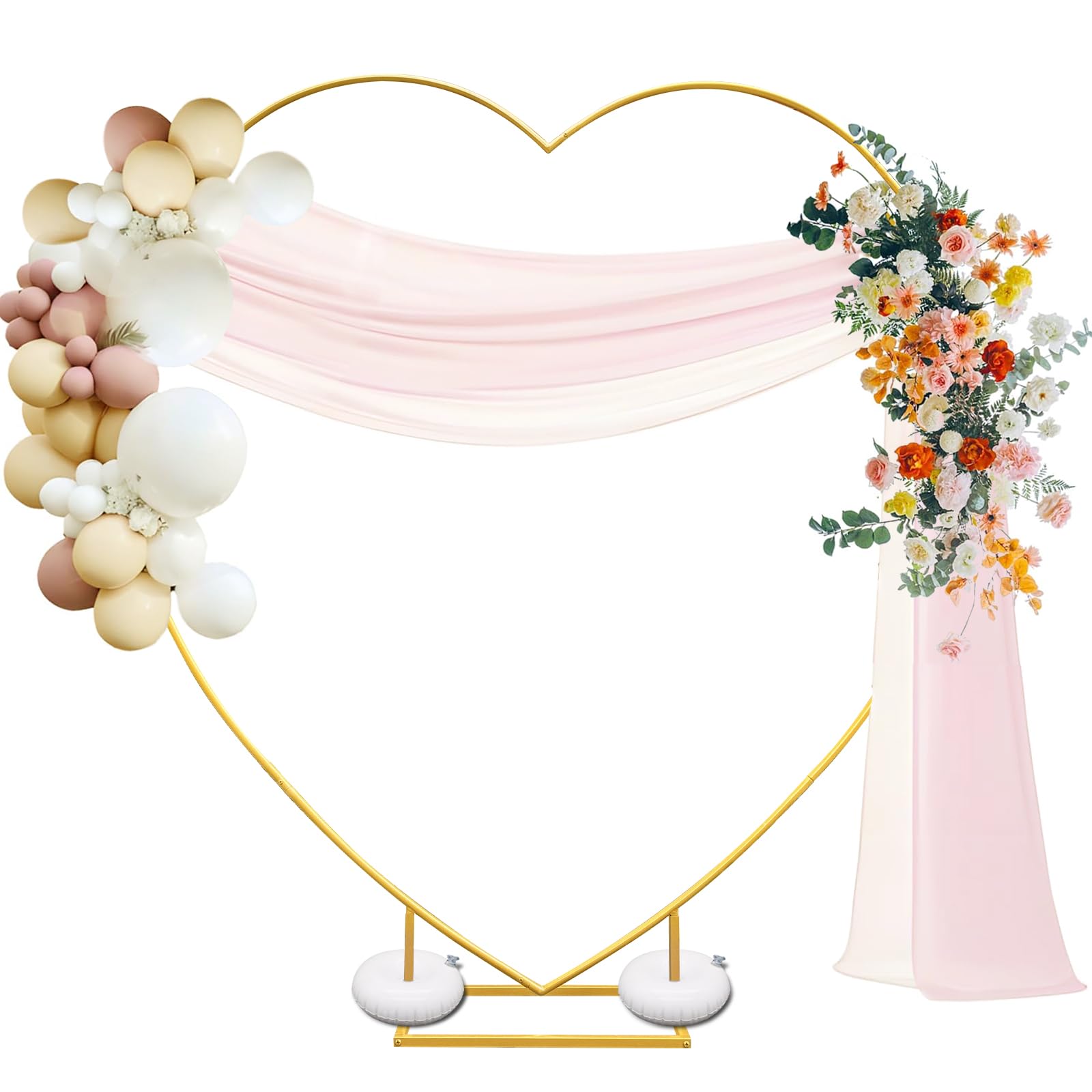 ZpigToor 7FT Metal Heart Arch Heart Shaped Backdrop Stand Wedding Arch for Proposal Ceremony Valentine's Day Birthday Party Baby Shower Banquet Photo