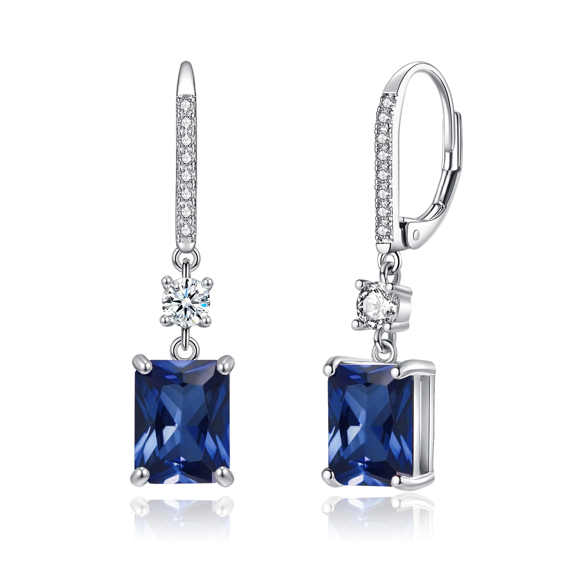 CiNily Rectangular-cut Drop Dangle Earrings for Women Hypoallergenic Multi-color Cubic Zirconia Earrings Diamond Dangle Earrings Jewelry Gifts for