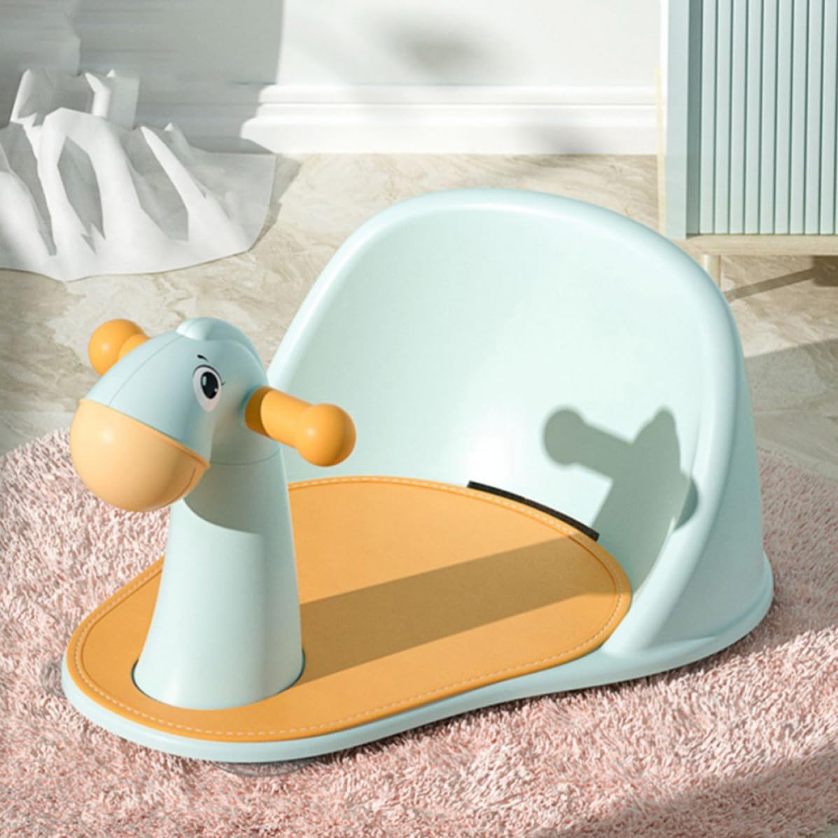 Asiento de Baño para Bebés y Niños Pequeños Agujeros de Drenaje y Soporte Columna Fabricado en Pp, Diseño Antideslizante Adecuado Baño