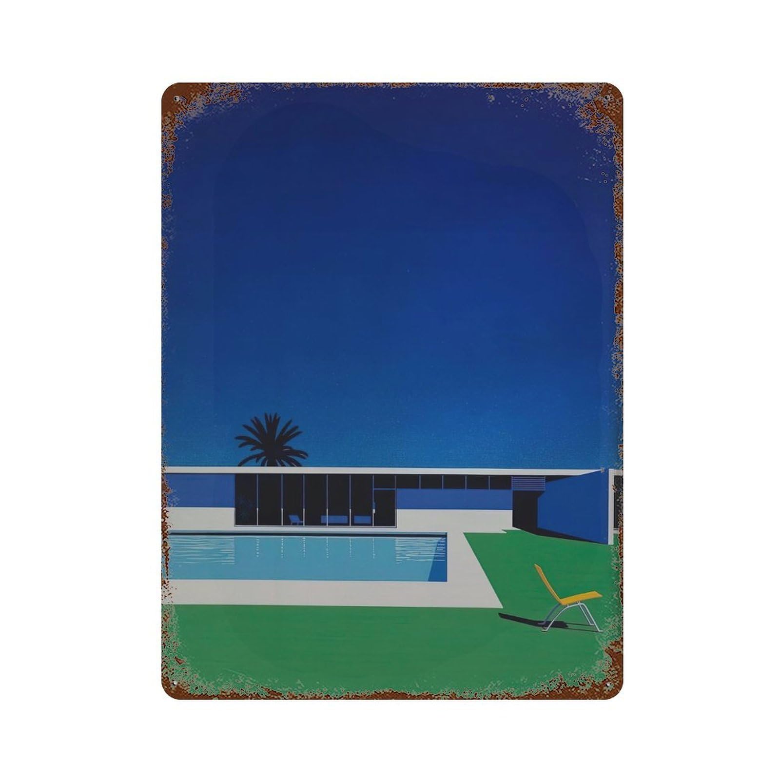 xiaoxiaoshen Modern Poolside House. Hiroshi Nagai Japanese City Pop Wall Decor Art Metal Tin Poster Modern Home Decor Art Home Bar Shop Decorations Vintage Sign 40x30cm