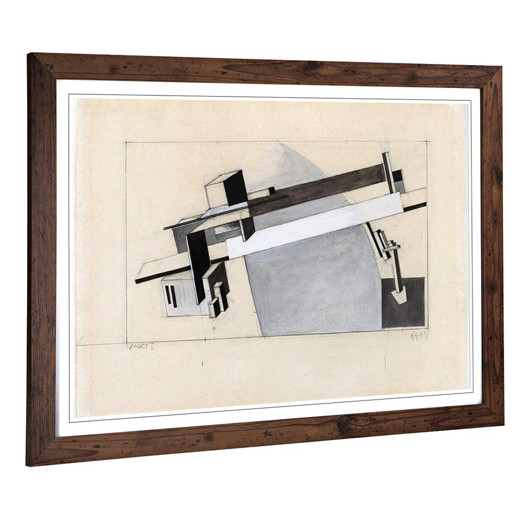 Big Box Art Framed Print of El Lissitzky The Bridge Design | Wall Art Picture | Home Decor for Kitchen, Living, Dining Room, Bedroom, Hallway, Office, Walnut, A2 / 24.5x18 Inch / 62x45cm